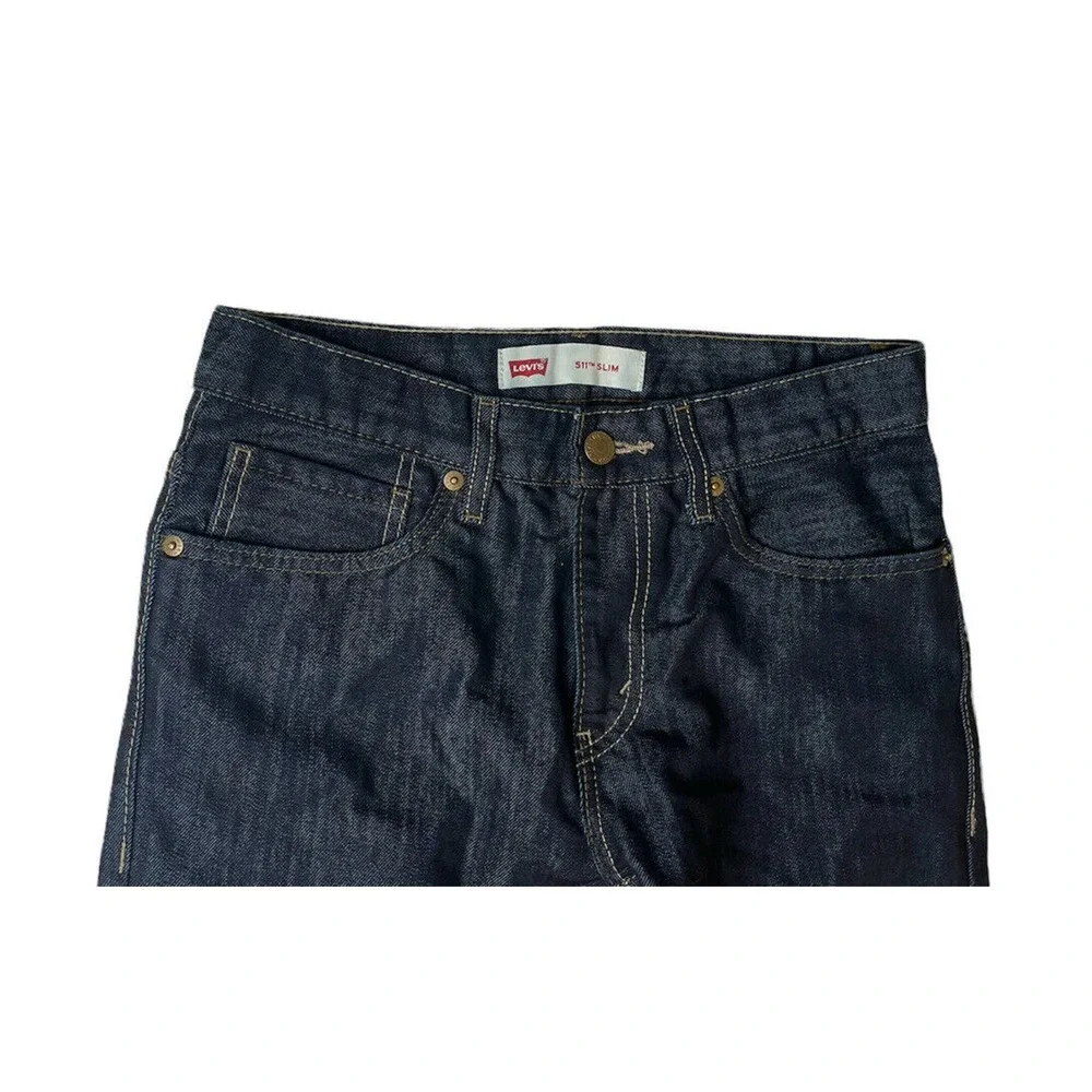 Levi's 511 Slim Fit Dark‎ Wash Blue Jeans Boys Size 28X28 16 Reg